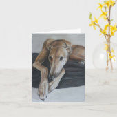 Beau de Greyhound Dog Art Note Kaart (Gele Bloem)