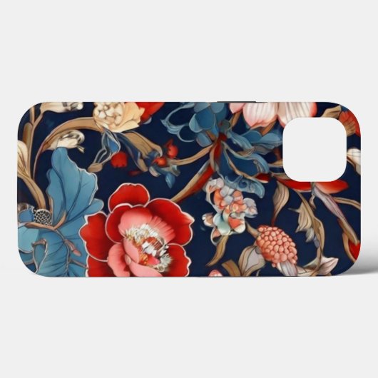 Beau design fleur complexe iPhone 13 Coque (Verso (horizontal))