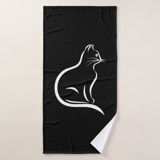 Beau dessin de chat pour amoureux des animaux. (Serviette de bain)