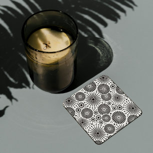 Beau Dessous de verre de liège noir et blanc