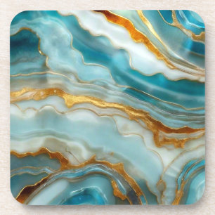 Beau Dessous de verre en pierre bleue et or
