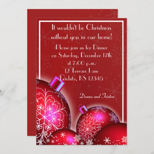 Beau Dîner de Noël Invitation (Devant / Derrière)