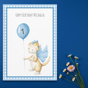 Beau Dragon avec Balloon Carte d'Anniversaire