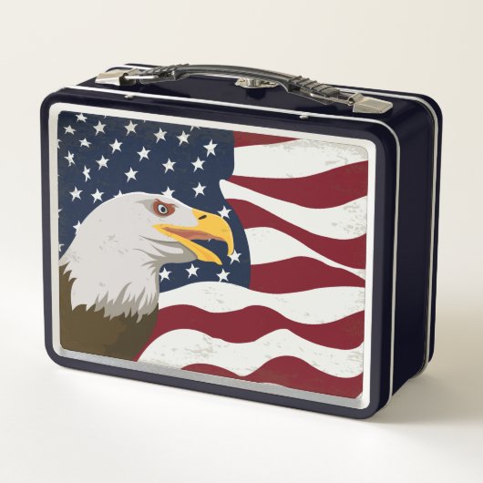 Beau Eagle & USA Drapeau Métal Lunch Box (Dos)