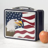 Beau Eagle & USA Drapeau Métal Lunch Box (En situation)