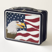 Beau Eagle & USA Drapeau Métal Lunch Box (Devant)