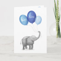Beau éléphant nouvelle carte personnalisée bébé (b
