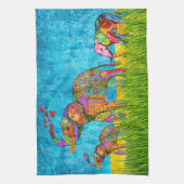 Beau Eléphants colorés Serviette de cuisine (Vertical)
