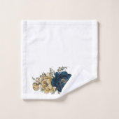 Beau ensemble de serviettes de bain bleu et jaune (Gant de toilette)