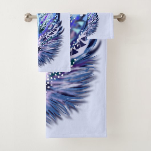 Beau ensemble de serviettes de bain en plumes - Vo (En situation)