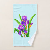Beau Ensemble De Serviettes De Bain Fleurs Iris - (Serviette à main)