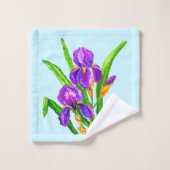 Beau Ensemble De Serviettes De Bain Fleurs Iris - (Gant de toilette)
