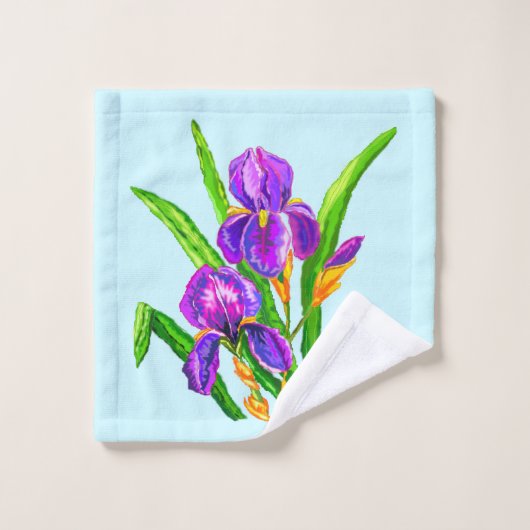 Beau Ensemble De Serviettes De Bain Fleurs Iris -  (Gant de toilette)