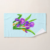 Beau Ensemble De Serviettes De Bain Fleurs Iris - (Serviette à main)