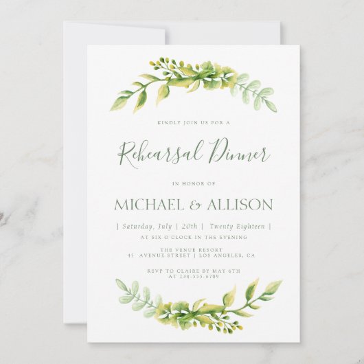 Beau été vert réherphoque dîner invitation (Devant)