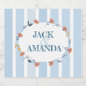 Beau Étiquette de bouteille de vin Mariage bleu ré (Étiquettes simples)