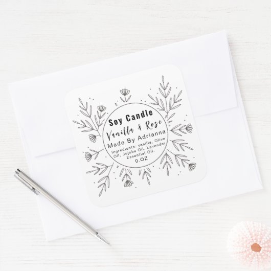 Beau Étiquette de produit de Monogramme Floral (Enveloppe)