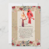 Beau Faire-part de mariage CARDINAL ROUGE Oiseaux (Dos)
