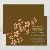 Beau faire-part de mariage de corail de fleurs de (Devant / Derrière)