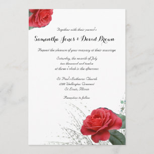 Beau faire-part de mariage de coutume de rose