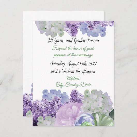 Beau Faire-part de mariage de fleurs mixtes (Devant / Derrière)