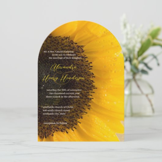 Beau Faire-part de mariage de tournesol élégant (Debout devant)