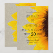 Beau Faire-part de mariage de tournesol russe (Devant / Derrière)