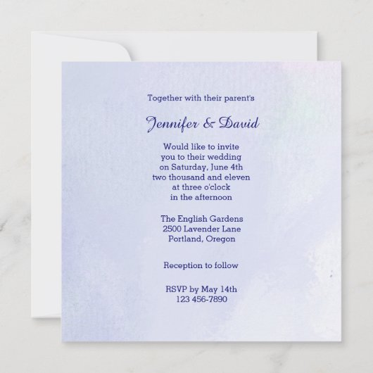 Beau faire-part de mariage d'iris (Dos)