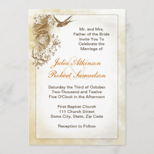 beau faire-part de mariage d'oiseaux d'hirondelle