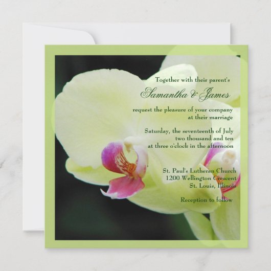 Beau faire-part de mariage d'orchidée (Devant)