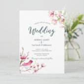 Beau Faire-part de mariage Floral Magnolia (Debout devant)