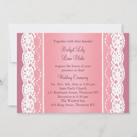 Beau Faire-part de mariage or Rose (Devant)