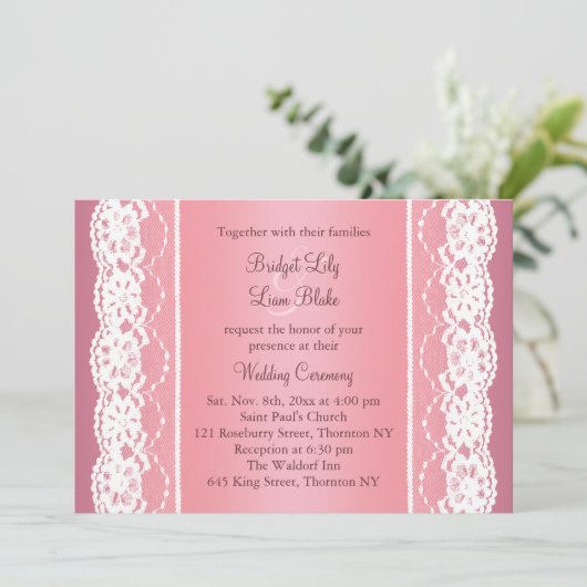 Beau Faire-part de mariage or Rose (Debout devant)