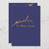 Beau faire-part de mariage orange de fleur (Devant / Derrière)