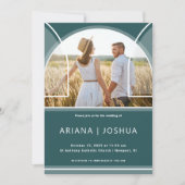 Beau Faire-part de mariage photo Arc Turquoise (Devant)