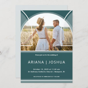 Beau Faire-part de mariage photo Arc Turquoise