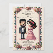 Beau Faire-part de mariage Pixel Art (Devant)