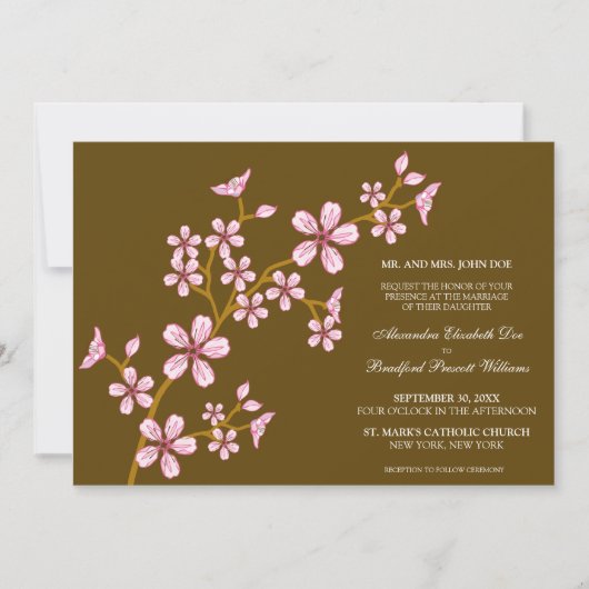 Beau faire-part de mariage rose de fleurs de (Devant)