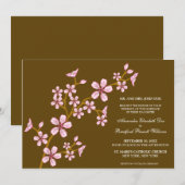 Beau faire-part de mariage rose de fleurs de (Devant / Derrière)