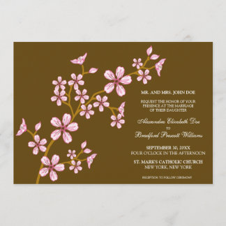 Beau faire-part de mariage rose de fleurs de