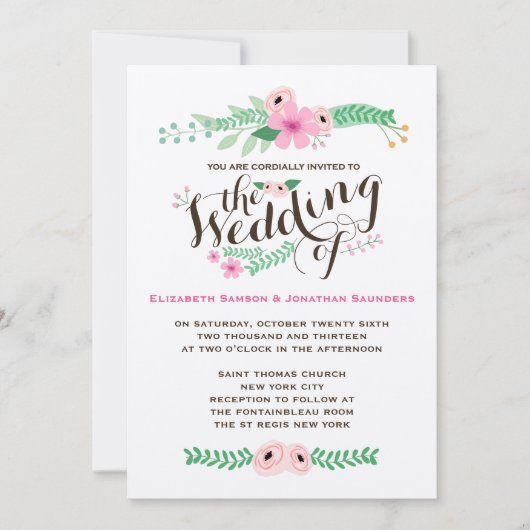 Beau faire-part de mariage rustique de jardin (Devant)