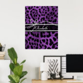 Beau faux violet poster de animal léopard noir (Bureau à domicile)