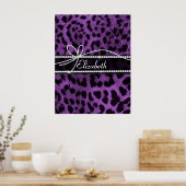 Beau faux violet poster de animal léopard noir (Cuisine)