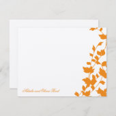 Beau Feuille Flat Merci Cartes - Orange (Devant / Derrière)