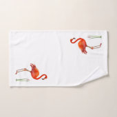 Beau Flamant rose rose et Plante roseau sur blanc (Serviette à main)