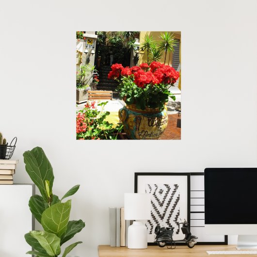 BEAU FLEURS ROUGES DANS POSTER CÉRAMIQUE (Bureau à domicile)