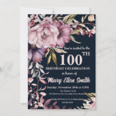 Beau Floral Anniversaire Invitation de fête (Devant)