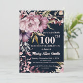 Beau Floral Anniversaire Invitation de fête (Debout devant)