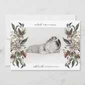 Beau Floral Blanc Joyeux Carte photo de Noël (Devant)