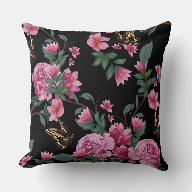 Beau Floral Vintage Papillon Coussin (Recto)